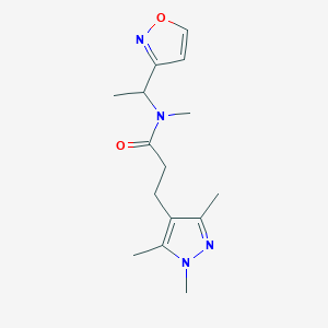 molecular formula C15H22N4O2 B5478488 N-[1-(3-isoxazolyl)ethyl]-N-methyl-3-(1,3,5-trimethyl-1H-pyrazol-4-yl)propanamide 