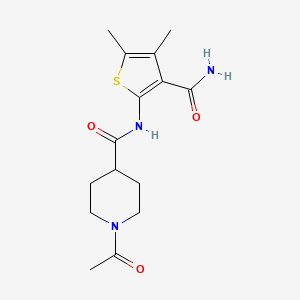 molecular formula C15H21N3O3S B5478512 1-ACETYL-N-(3-CARBAMOYL-4,5-DIMETHYL-2-THIENYL)-4-PIPERIDINECARBOXAMIDE 