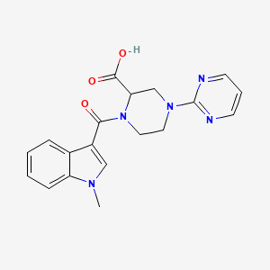 molecular formula C19H19N5O3 B5478522 1-[(1-methyl-1H-indol-3-yl)carbonyl]-4-pyrimidin-2-ylpiperazine-2-carboxylic acid 