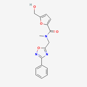 molecular formula C16H15N3O4 B5478571 5-(hydroxymethyl)-N-methyl-N-[(3-phenyl-1,2,4-oxadiazol-5-yl)methyl]-2-furamide 