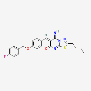 (6Z)-2-butyl-6-[[4-[(4-fluorophenyl)methoxy]phenyl]methylidene]-5-imino-[1,3,4]thiadiazolo[3,2-a]pyrimidin-7-one