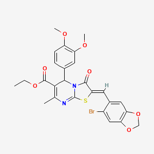 ethyl 2-[(6-bromo-1,3-benzodioxol-5-yl)methylene]-5-(3,4-dimethoxyphenyl)-7-methyl-3-oxo-2,3-dihydro-5H-[1,3]thiazolo[3,2-a]pyrimidine-6-carboxylate