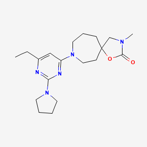 molecular formula C19H29N5O2 B5478804 8-[6-ethyl-2-(1-pyrrolidinyl)-4-pyrimidinyl]-3-methyl-1-oxa-3,8-diazaspiro[4.6]undecan-2-one 