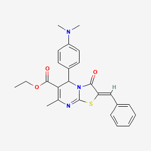 ethyl 2-benzylidene-5-[4-(dimethylamino)phenyl]-7-methyl-3-oxo-2,3-dihydro-5H-[1,3]thiazolo[3,2-a]pyrimidine-6-carboxylate