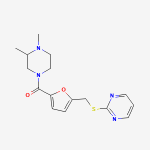 2-[({5-[(3,4-dimethylpiperazin-1-yl)carbonyl]-2-furyl}methyl)thio]pyrimidine