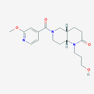 molecular formula C18H25N3O4 B5478903 (4aS*,8aR*)-1-(3-hydroxypropyl)-6-(2-methoxyisonicotinoyl)octahydro-1,6-naphthyridin-2(1H)-one 