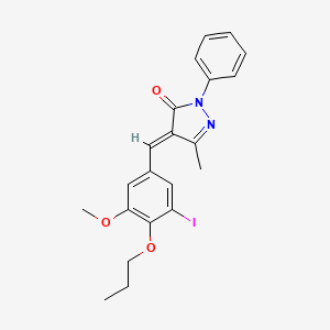 molecular formula C21H21IN2O3 B5478936 (4E)-4-[(3-iodo-5-methoxy-4-propoxyphenyl)methylidene]-5-methyl-2-phenylpyrazol-3-one 