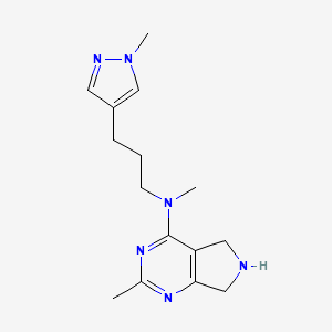 molecular formula C15H22N6 B5478948 N,2-dimethyl-N-[3-(1-methyl-1H-pyrazol-4-yl)propyl]-6,7-dihydro-5H-pyrrolo[3,4-d]pyrimidin-4-amine 