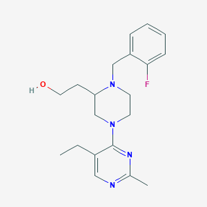 molecular formula C20H27FN4O B5478959 2-[4-(5-ethyl-2-methyl-4-pyrimidinyl)-1-(2-fluorobenzyl)-2-piperazinyl]ethanol 