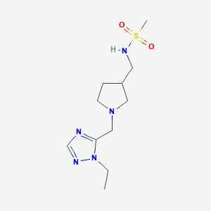 molecular formula C11H21N5O2S B5479144 N-({1-[(1-ethyl-1H-1,2,4-triazol-5-yl)methyl]pyrrolidin-3-yl}methyl)methanesulfonamide 