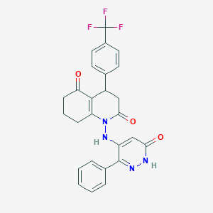 1-[(6-OXO-3-PHENYL-1,6-DIHYDRO-4-PYRIDAZINYL)AMINO]-4-[4-(TRIFLUOROMETHYL)PHENYL]-4,6,7,8-TETRAHYDRO-2,5(1H,3H)-QUINOLINEDIONE