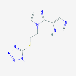 molecular formula C10H12N8S B5479329 1-{2-[(1-methyl-1H-tetrazol-5-yl)thio]ethyl}-1H,1'H-2,4'-biimidazole 