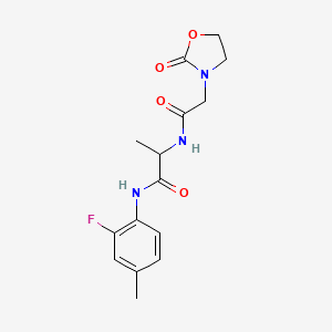 molecular formula C15H18FN3O4 B5479333 N~1~-(2-fluoro-4-methylphenyl)-N~2~-[(2-oxo-1,3-oxazolidin-3-yl)acetyl]alaninamide 