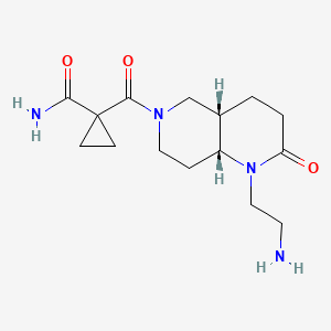 molecular formula C15H24N4O3 B5479380 1-{[rel-(4aS,8aR)-1-(2-aminoethyl)-2-oxooctahydro-1,6-naphthyridin-6(2H)-yl]carbonyl}cyclopropanecarboxamide hydrochloride 