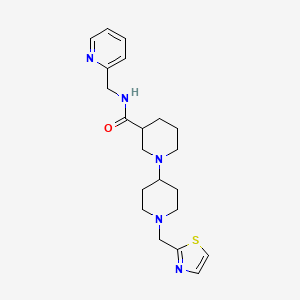 molecular formula C21H29N5OS B5479522 N-(pyridin-2-ylmethyl)-1'-(1,3-thiazol-2-ylmethyl)-1,4'-bipiperidine-3-carboxamide 