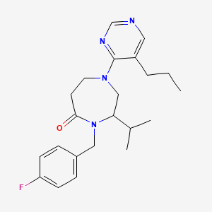 4-(4-fluorobenzyl)-3-isopropyl-1-(5-propyl-4-pyrimidinyl)-1,4-diazepan-5-one