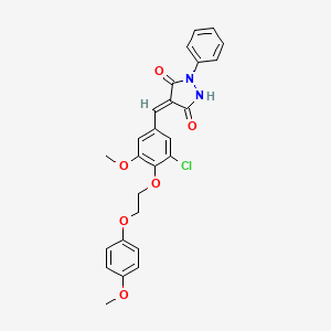 (4E)-4-{3-chloro-5-methoxy-4-[2-(4-methoxyphenoxy)ethoxy]benzylidene}-1-phenylpyrazolidine-3,5-dione