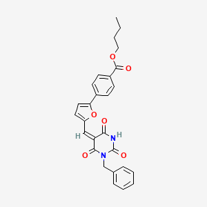 molecular formula C27H24N2O6 B5479616 butyl 4-{5-[(1-benzyl-2,4,6-trioxotetrahydro-5(2H)-pyrimidinylidene)methyl]-2-furyl}benzoate 