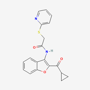 N-(2-CYCLOPROPANECARBONYL-1-BENZOFURAN-3-YL)-2-(PYRIDIN-2-YLSULFANYL)ACETAMIDE