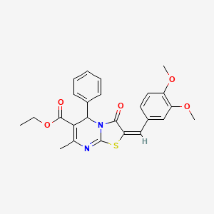 ethyl 2-(3,4-dimethoxybenzylidene)-7-methyl-3-oxo-5-phenyl-2,3-dihydro-5H-[1,3]thiazolo[3,2-a]pyrimidine-6-carboxylate