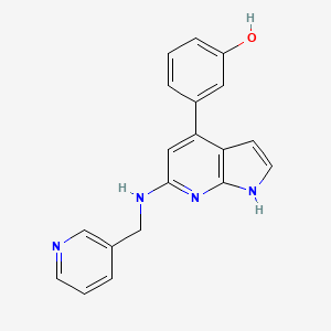 molecular formula C19H16N4O B5479863 3-{6-[(pyridin-3-ylmethyl)amino]-1H-pyrrolo[2,3-b]pyridin-4-yl}phenol 