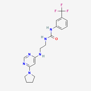 molecular formula C18H21F3N6O B5479953 N-(2-{[6-(1-pyrrolidinyl)-4-pyrimidinyl]amino}ethyl)-N'-[3-(trifluoromethyl)phenyl]urea 