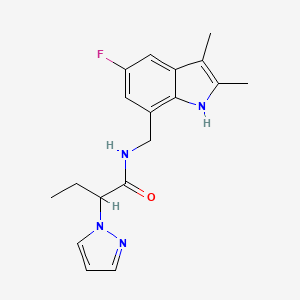 molecular formula C18H21FN4O B5480105 N-[(5-fluoro-2,3-dimethyl-1H-indol-7-yl)methyl]-2-(1H-pyrazol-1-yl)butanamide 