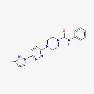 molecular formula C19H21N7O B5480137 4-[6-(3-methyl-1H-pyrazol-1-yl)-3-pyridazinyl]-N-phenyl-1-piperazinecarboxamide 