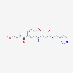 molecular formula C21H26N4O4 B5480160 N-(2-methoxyethyl)-4-methyl-3-{2-oxo-2-[(pyridin-4-ylmethyl)amino]ethyl}-3,4-dihydro-2H-1,4-benzoxazine-6-carboxamide 