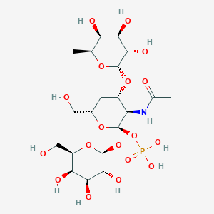 molecular formula C20H36NO18P B054803 (Galactopyranosyl(1-4)-fucopyranosyl(1-3))-N-acetylglucosamine 1-phosphate CAS No. 122998-77-0