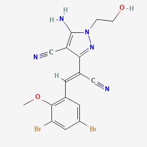 5-amino-3-[1-cyano-2-(3,5-dibromo-2-methoxyphenyl)vinyl]-1-(2-hydroxyethyl)-1H-pyrazole-4-carbonitrile