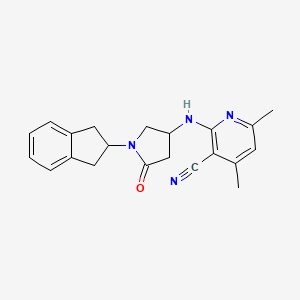 2-{[1-(2,3-dihydro-1H-inden-2-yl)-5-oxopyrrolidin-3-yl]amino}-4,6-dimethylnicotinonitrile