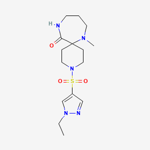 molecular formula C15H25N5O3S B5480454 3-[(1-ethyl-1H-pyrazol-4-yl)sulfonyl]-7-methyl-3,7,11-triazaspiro[5.6]dodecan-12-one 