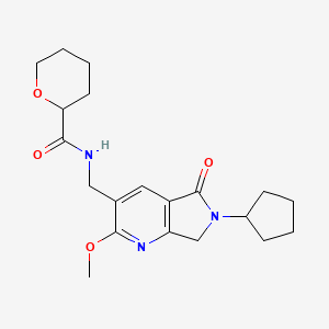 molecular formula C20H27N3O4 B5480459 N-[(6-cyclopentyl-2-methoxy-5-oxo-6,7-dihydro-5H-pyrrolo[3,4-b]pyridin-3-yl)methyl]tetrahydro-2H-pyran-2-carboxamide 