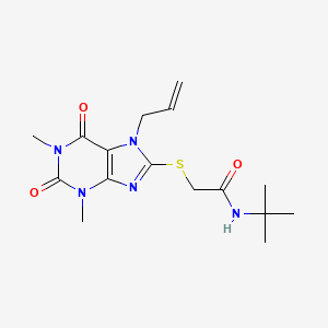 molecular formula C16H23N5O3S B5480521 2-[(7-allyl-1,3-dimethyl-2,6-dioxo-2,3,6,7-tetrahydro-1H-purin-8-yl)thio]-N-(tert-butyl)acetamide 