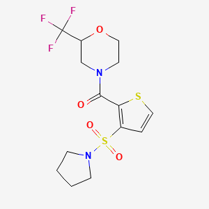 molecular formula C14H17F3N2O4S2 B5480543 4-{[3-(pyrrolidin-1-ylsulfonyl)-2-thienyl]carbonyl}-2-(trifluoromethyl)morpholine 