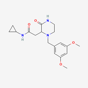 N-cyclopropyl-2-[1-(3,5-dimethoxybenzyl)-3-oxo-2-piperazinyl]acetamide