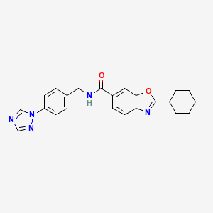 2-cyclohexyl-N-[[4-(1,2,4-triazol-1-yl)phenyl]methyl]-1,3-benzoxazole-6-carboxamide