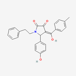 molecular formula C26H23NO4 B5480749 3-hydroxy-5-(4-hydroxyphenyl)-4-(4-methylbenzoyl)-1-(2-phenylethyl)-1,5-dihydro-2H-pyrrol-2-one 