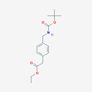 molecular formula C16H23NO4 B054808 Tert-butyl 4-((ethoxycarbonyl)methyl)benzylcarbamate CAS No. 113520-37-9