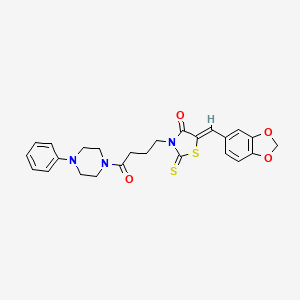 5-(1,3-benzodioxol-5-ylmethylene)-3-[4-oxo-4-(4-phenyl-1-piperazinyl)butyl]-2-thioxo-1,3-thiazolidin-4-one