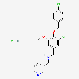 N-[[3-chloro-4-[(4-chlorophenyl)methoxy]-5-methoxyphenyl]methyl]-1-pyridin-3-ylmethanamine;hydrochloride