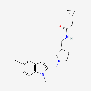 molecular formula C21H29N3O B5481084 2-cyclopropyl-N-({1-[(1,5-dimethyl-1H-indol-2-yl)methyl]pyrrolidin-3-yl}methyl)acetamide 