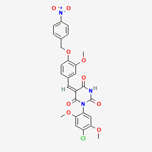 molecular formula C27H22ClN3O9 B5481094 1-(4-chloro-2,5-dimethoxyphenyl)-5-{3-methoxy-4-[(4-nitrobenzyl)oxy]benzylidene}-2,4,6(1H,3H,5H)-pyrimidinetrione 