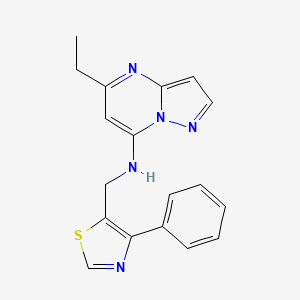 molecular formula C18H17N5S B5481128 5-ethyl-N-[(4-phenyl-1,3-thiazol-5-yl)methyl]pyrazolo[1,5-a]pyrimidin-7-amine 