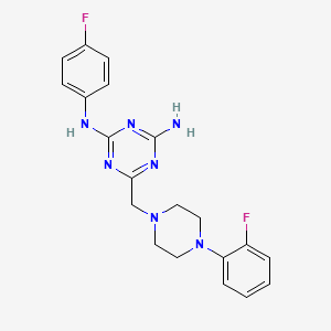 molecular formula C20H21F2N7 B5481225 N-(4-fluorophenyl)-6-{[4-(2-fluorophenyl)-1-piperazinyl]methyl}-1,3,5-triazine-2,4-diamine 