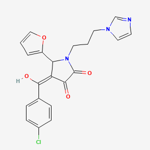 molecular formula C21H18ClN3O4 B5481285 4-(4-chlorobenzoyl)-5-(2-furyl)-3-hydroxy-1-[3-(1H-imidazol-1-yl)propyl]-1,5-dihydro-2H-pyrrol-2-one 