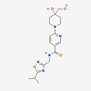 6-[4-hydroxy-4-(hydroxymethyl)piperidin-1-yl]-N-[(5-isopropyl-1,2,4-oxadiazol-3-yl)methyl]nicotinamide