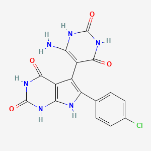 molecular formula C16H11ClN6O4 B5481323 5-(6-amino-2,4-dioxo-1,2,3,4-tetrahydropyrimidin-5-yl)-6-(4-chlorophenyl)-1H-pyrrolo[2,3-d]pyrimidine-2,4(3H,7H)-dione 