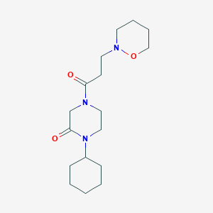 molecular formula C17H29N3O3 B5481512 1-cyclohexyl-4-[3-(1,2-oxazinan-2-yl)propanoyl]piperazin-2-one 